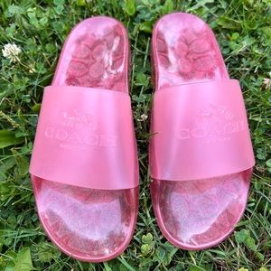 COACH Womens Size 8 Ulyssa Water-Resistant Jelly Pool Slide Sandals $95 PINK
